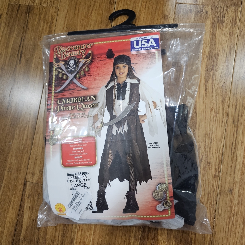 Rubies Caribbean Pirate Queen Costume Girl's Large 12-14 Halloween Buccaneer
